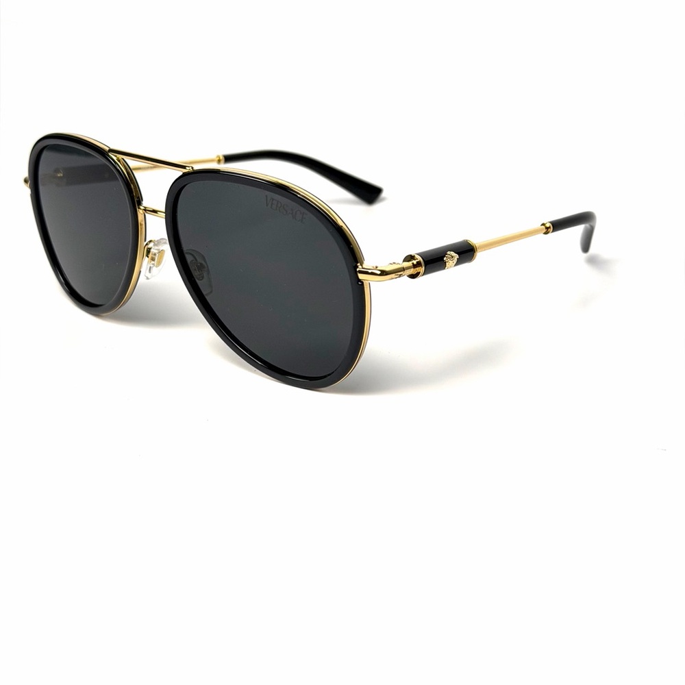 Versace Mod 2260 1002/87 Black Gold Aviator Pilot Authentic New - Picture 4 of 13